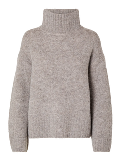 Gabella Ls Knit High-Neck W - Steel Gray Melange