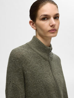 Sia Ras Ls Knit Zipper Cardigan - Kalamata  Melange