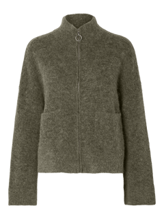 Sia Ras Ls Knit Zipper Cardigan - Kalamata  Melange