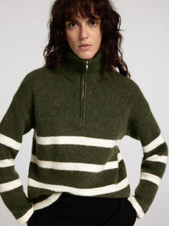 Maline Ls Knit Half Zip - Kalamata  Birch