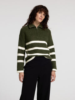 Maline Ls Knit Half Zip - Kalamata  Birch