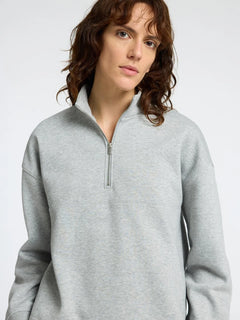 Gia Ls Zipper Sweat - Light Grey Melange