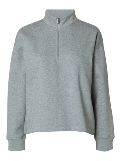 Gia Ls Zipper Sweat - Light Grey Melange