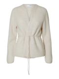 Sia Ras Ls Knit Belt Cardigan - Birch Melange
