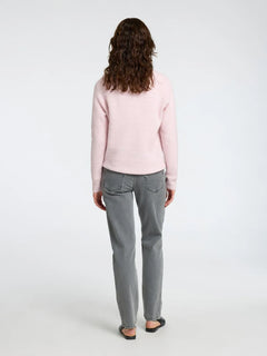 Lulu Ls Knit O-Neck B Noos - Bleached Mauve Melange