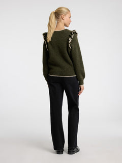 Alva Frills Ls Knit O-Neck - Kalamata/Birch