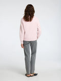 Lulu Ls Knit Short Cardigan B Noos - Bleached Mauve Melange