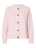 Lulu Ls Knit Short Cardigan B Noos - Bleached Mauve Melange