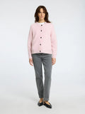 Lulu Ls Knit Short Cardigan B Noos - Bleached Mauve Melange