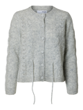 Vera Ls Knit Belt Cardigan - Light Grey Melange