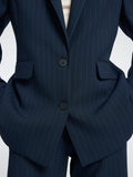 Rita Ls Relaxed Blazer Pin Stri Noos - Dark Sapphire Pin Stripe
