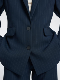 Rita Ls Relaxed Blazer Pin Stri Noos - Dark Sapphire Pin Stripe