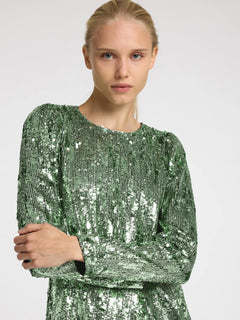 Ari-Colyn Ls Short Sequins Dress - Loden Frost