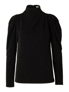 Marwa Ls High Neck Top - Black