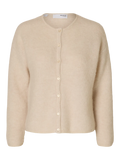Sia Ras Ls Knit O-Neck Cardigan - Birch Melange