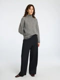 Lulu Ls Herringbone Knit High Neck - Medium Grey Melange/Birch