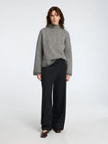 Lulu Ls Herringbone Knit High Neck - Medium Grey Melange/Birch