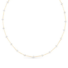 Stationed Pearl Necklace - Pale Gold