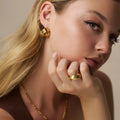 Interlocking Statement Stud Earring - Pale Gold