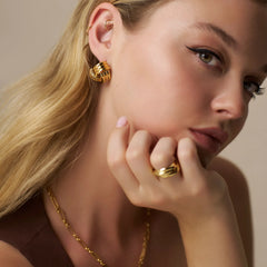 Interlocking Statement Stud Earring - Pale Gold