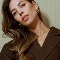 Statement Open Interlocking Hoop Earring - Pale Gold
