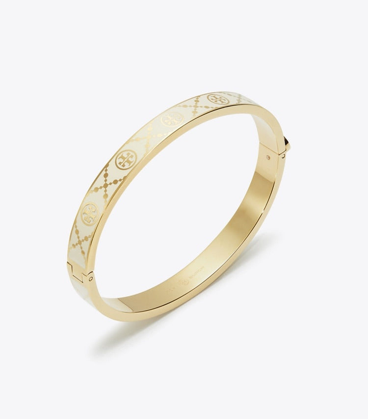 T Monogram Hinge Bracelet - Tory Gold / New Ivory