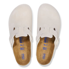 Boston Suede Leather Soft Footbed Narrow - Antique White