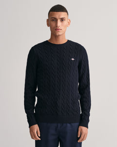 Cotton Cable C-Neck - Evening Blue