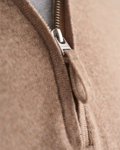 Superfine Lambswool Half Zip - Dark Sand Melange
