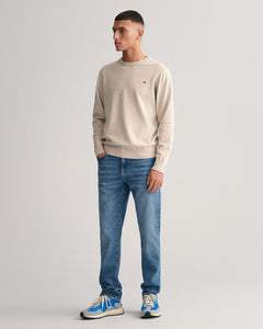 Classic Cotton C-Neck - Light Beige Melange