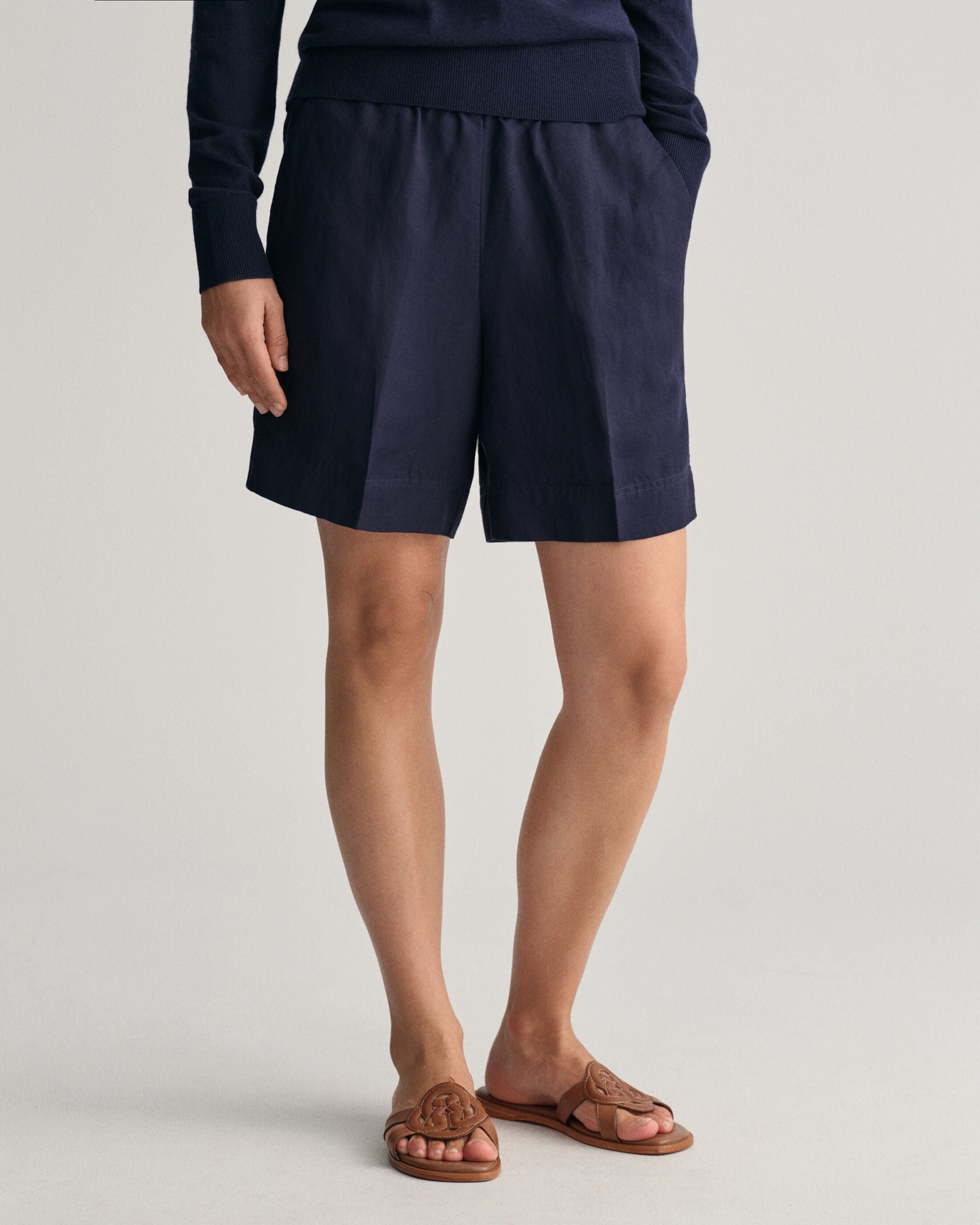 Rel Linen Blend Pull On Shorts - Evening Blue