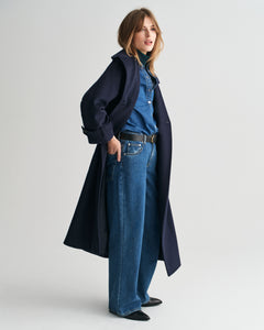 Wool Trench Coat - Evening Blue
