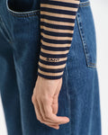 Slim Striped Rib Turtleneck - Caramel Beige