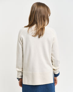 Herringbone Detail C-Neck - Cream