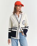 Gant Varsity V-Neck Cardigan - Cream