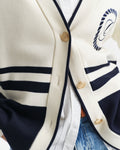 Gant Varsity V-Neck Cardigan - Cream