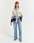 Gant Varsity V-Neck Cardigan - Cream
