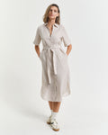 Reg Linen Ss Shirt Dress - Dry Sand