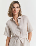 Reg Linen Ss Shirt Dress - Dry Sand