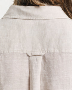 Reg Linen Ss Shirt Dress - Dry Sand