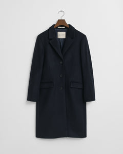 Classic Tailored Wool Blend Coat - Evening Blue