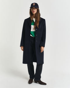 Classic Tailored Wool Blend Coat - Evening Blue