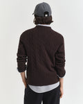 Lambswool Cable C-Neck - Deep Brown