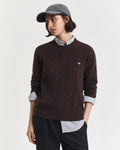 Lambswool Cable C-Neck - Deep Brown