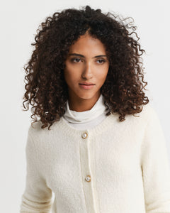 Boucle C-Neck Cardigan - Cream