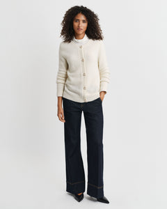 Boucle C-Neck Cardigan - Cream