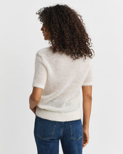 Mohair Blend Ss C-Neck - Cream