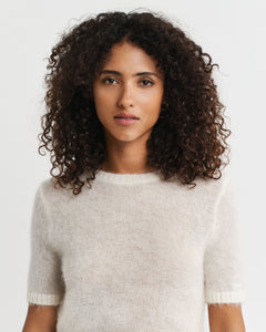 Mohair Blend Ss C-Neck - Cream