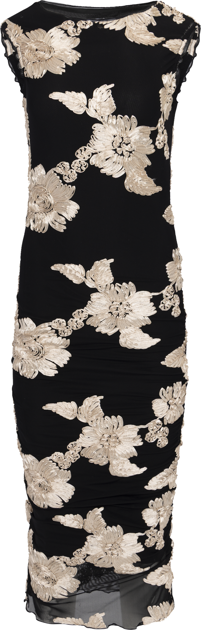 Miraic Mesh Dress - Black Beige Flower