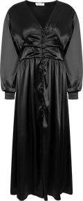 Adelic Long Dress - Black Satin